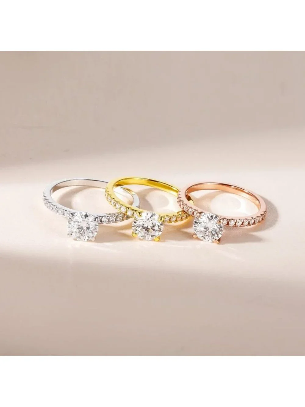 925 Sterling Silver Round Cut Engagement Ring for Women, Sizes 3-13, Elegant